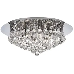 Merkloos / Sans marque Plafonnier 6 lumières métal et cristal chrome et claire g9 - D45cmVendu parluminaire
