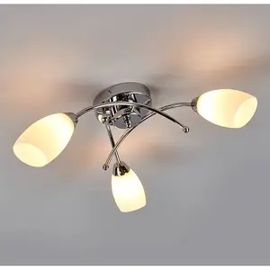 Searchlight Beau plafonnier OPERA 3 lampes chromé pas cher