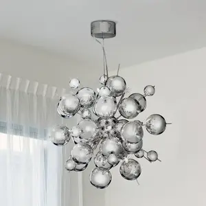 Searchlight Suspension Molecule, chrome, métal, 12 lampes à G4 pas cher
