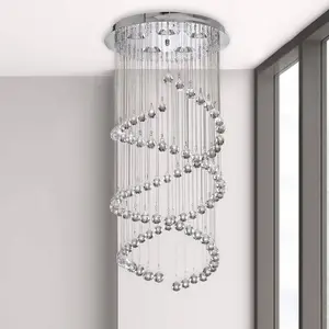 Searchlight Plafonnier pampilles spirale 5l métal et cristal chrome -D39 xH80cm