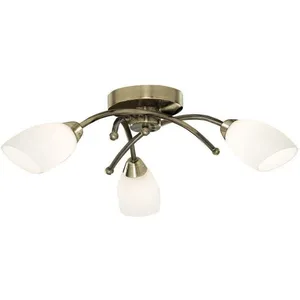 Searchlight Beau plafonnier OPERA 3 lampes laiton vieilli pas cher
