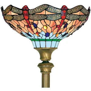Searchlight Lampe sur pied Dragonfly de style TiffanyVendu parluminaire