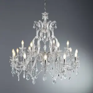 Searchlight Lustre Marie-Thérèse, 18 flammes, chrome, verre cristal