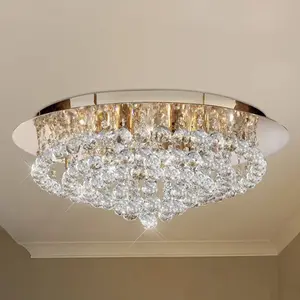 Comparateur de prix : Searchlight Plafonnier Hanna, doré, boules de cristal, Ø 55 cm