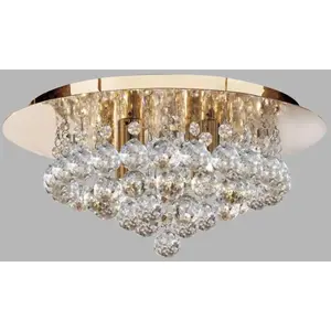 Searchlight Plafonnier Hanna avec boules de cristal, 35 cm or pas cher