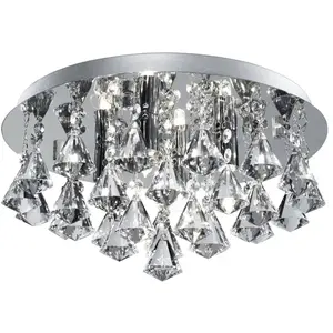 Searchlight Plafonnier 4 ampoules Hanna, en chrome et cristalVendu parluminaire