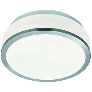Searchlight Plafonnier Flush IP44, Ø 28 cm, argenté satiné