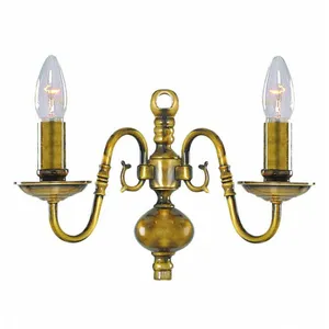 Searchlight Applique murale Flemish Laiton antique 2 ampoules 20cm pas cher