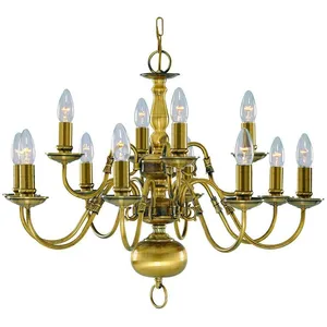 Flemish - Lustre à 12 ampoules au fini laiton antique, E14 - SearchlightVendu paramazon