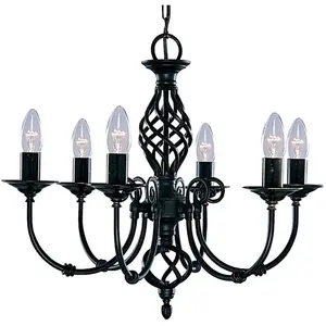 Searchlight Lustre de style ZANZIBAR à 6 lampes noir pas cher