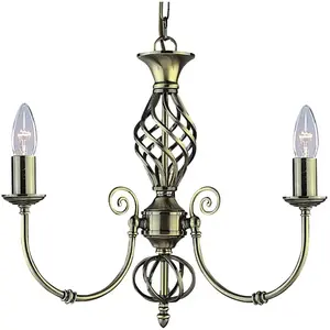Searchlight Lustre classique ZANZIBAR à 3 lampes laiton ancien pas cher