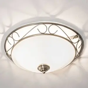 SEARCHLIGHT Plafonnier rond 37 cm, en laiton antique et verre marbré