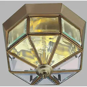 Searchlight Plafonnier Flush Klassik laiton antique, octogonal pas cher