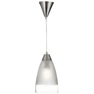 Searchlight Metal And Glass - Suspension à 1 ampoule au fini chrome avec abat-jour en verre transparent et givré, E27