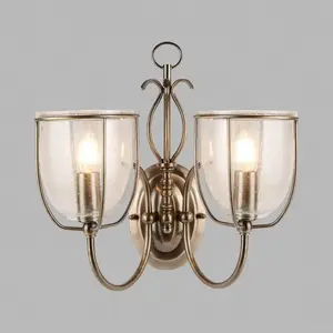 SEARCHLIGHT Applique 2 ampoules Silhouette, en laiton antique et verre pas cher