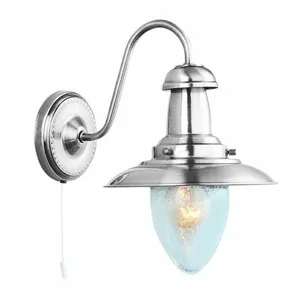 SEARCHLIGHT Applique Fisherman hauteur 27 cm, en argent satiné et verre pas cher