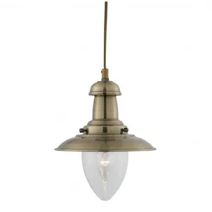 SEARCHLIGHT Suspension 18 cm fisherman, en laiton antique et verre pas cher