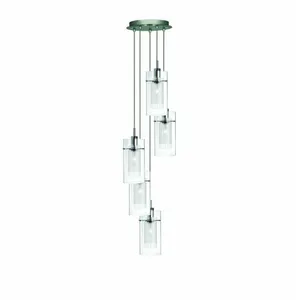 Searchlight Duo 1 - Suspension à 5 ampoules en spirale, chrome, verre, E14Vendu parluminaire