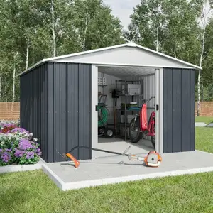 Yardmaster - Abri de jardin métal anthracite 11,03 m² + kit d'ancrage pas cher