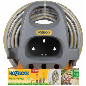 Comparateur de prix : Hozelock - Porte tuyau à fixation murale + 20m de tuyau de jardin select