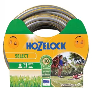 Comparateur de prix : Tuyau d'arrosage Hozelock Select anti UV gris bandes 3D jaunes 19mm 50m
