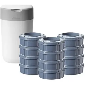 Comparateur de prix : Tommee Tippee Starter Pack Twist & Click Blanc Poubelle + 12 recharges