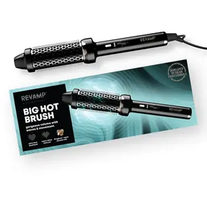 Comparateur de prix : Revamp Progloss Big Hot Brush Offre Volume, Douceur et Éclat ; Chaleur Ultra Rapide, 2 Réglages, Facile à Utiliser, Design Ergonomique, Technologie Ionic Jet, Câble de 3 m et Voltage Universel
