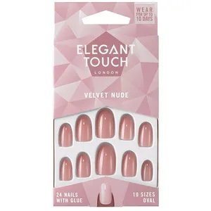Elegant Touch Polished Colour nails with glue oval #velvet nude