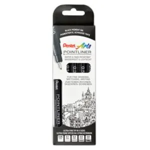 Pentel Feutre technique permanent Pointliner, set de 5, noir