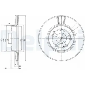 Disque de frein DELPHI BG2772, avant, ventilé, 2 pièce pas cher