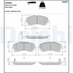 Delphi Technologies LP3693 Plaquette de frein lot de 4 pas cher