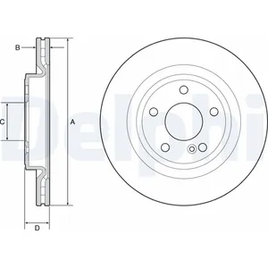 Disque de frein DELPHI BG4927C arrière, ventilé, 2 pièce pas cher