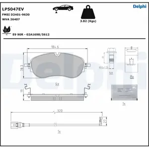 Jeu de plaquettes de frein DELPHI LP5047EV pas cher