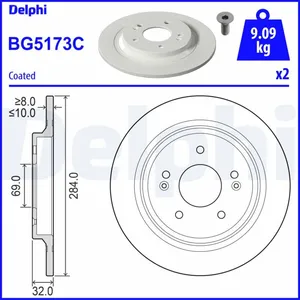 DELPHI Disques de frein pour HYUNDAI: Kauai, Kona (Ref: BG5173C) pas cher