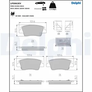 Jeu de plaquettes de frein DELPHI LP5062EV pas cher