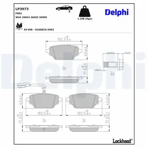 DELPHI Plaquettes de frein X4 pour MERCEDES-BENZ: Classe T, Citan (Ref: LP3973) pas cher