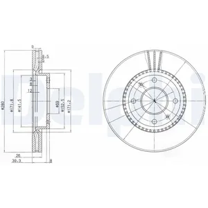 Disque de frein DELPHI BG4013 avant, ventilé, 2 pièce pas cher