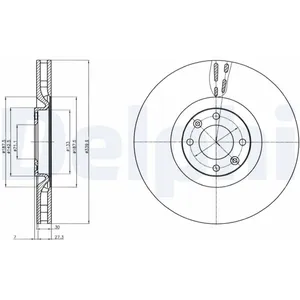 Disque de frein DELPHI BG9107C avant, ventilé, à haute teneur en carbone, 1 pièce