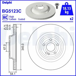 Disque de frein DELPHI BG5123C arrière, ventilé, plein, à haute teneur... pas cher