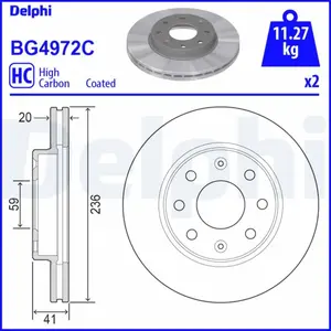 Comparateur de prix : Disque de frein DELPHI BG4972C avant, ventilé, 2 pièce