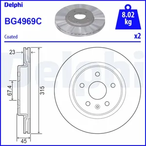 DELPHI Disques de frein pour OPEL: Insignia (Ref: BG4969C) pas cher