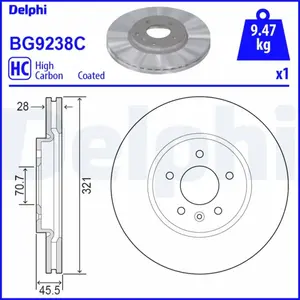 DELPHI Disques de frein pour OPEL: Insignia (Ref: BG9238C)
