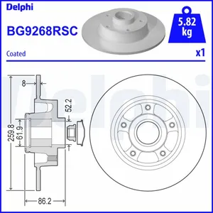 DELPHI Disques de frein pour RENAULT: Mégane (Ref: BG9268RSC)