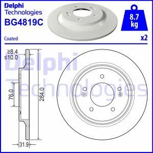 Disque de frein DELPHI BG4819C arrière, plein, 2 pièce pas cher