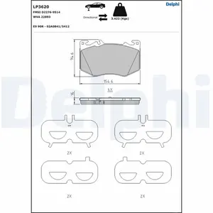 Delphi Kit de plaquettes de frein, frein à disque LP3620 pas cher