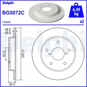 DELPHI Disques de frein pour SUZUKI: Swift (Ref: BG5072C) pas cher