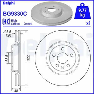 Disque de frein DELPHI BG9330C avant, ventilé, à haute teneur en carbone, 1 pièce pas cher
