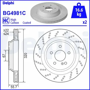 DELPHI Disques de frein pour MERCEDES-BENZ: Classe SL (Ref: BG4981C) pas cher