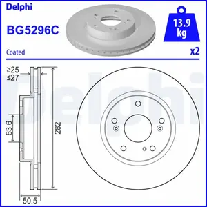 Jeu de 2 disques de frein DELPHI BG5296C - Réf. APBG5296C pas cher