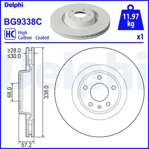 DELPHI Disques de frein pour AUDI: A6, Q5, A4, A5, A7 (Ref: BG9338C) pas cher
